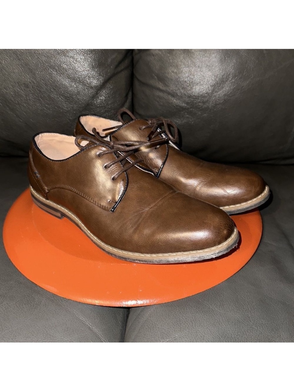 Franco Vanucci 10 Brown Leather Oxford Sutured Soles Lace up Dress Shoes